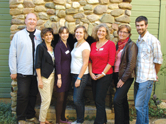 The research group included, left to right, Arnstein Hjelde, Marit Westergaard, Beate Taranrd, Signe Laake, Janne Bondi Johannessen, Kristin Eide, and Luke Annear.