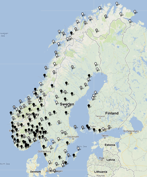 Map 2. Unselected indirect object with verb of fetching, pronominal indirect object (#447)  