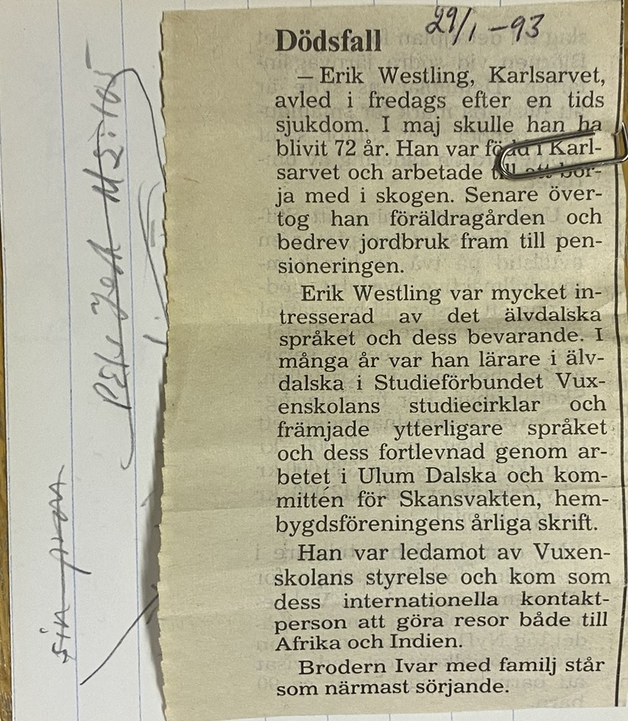dödsfall erik westling
